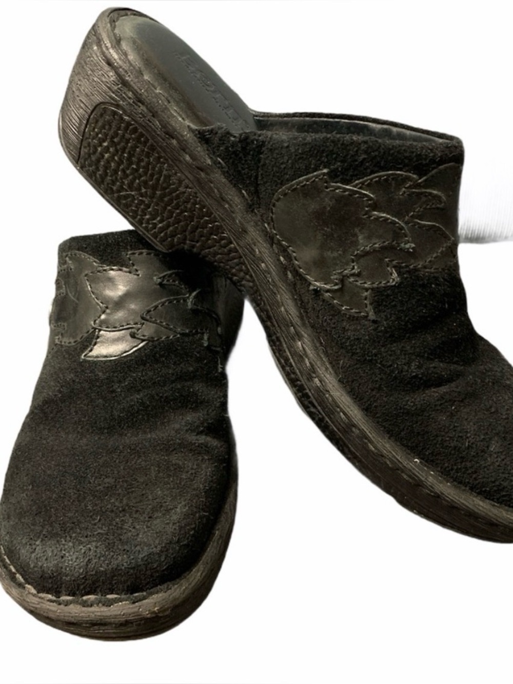 Black Women's Suede Mules Clogs - Comfortable Slip-On